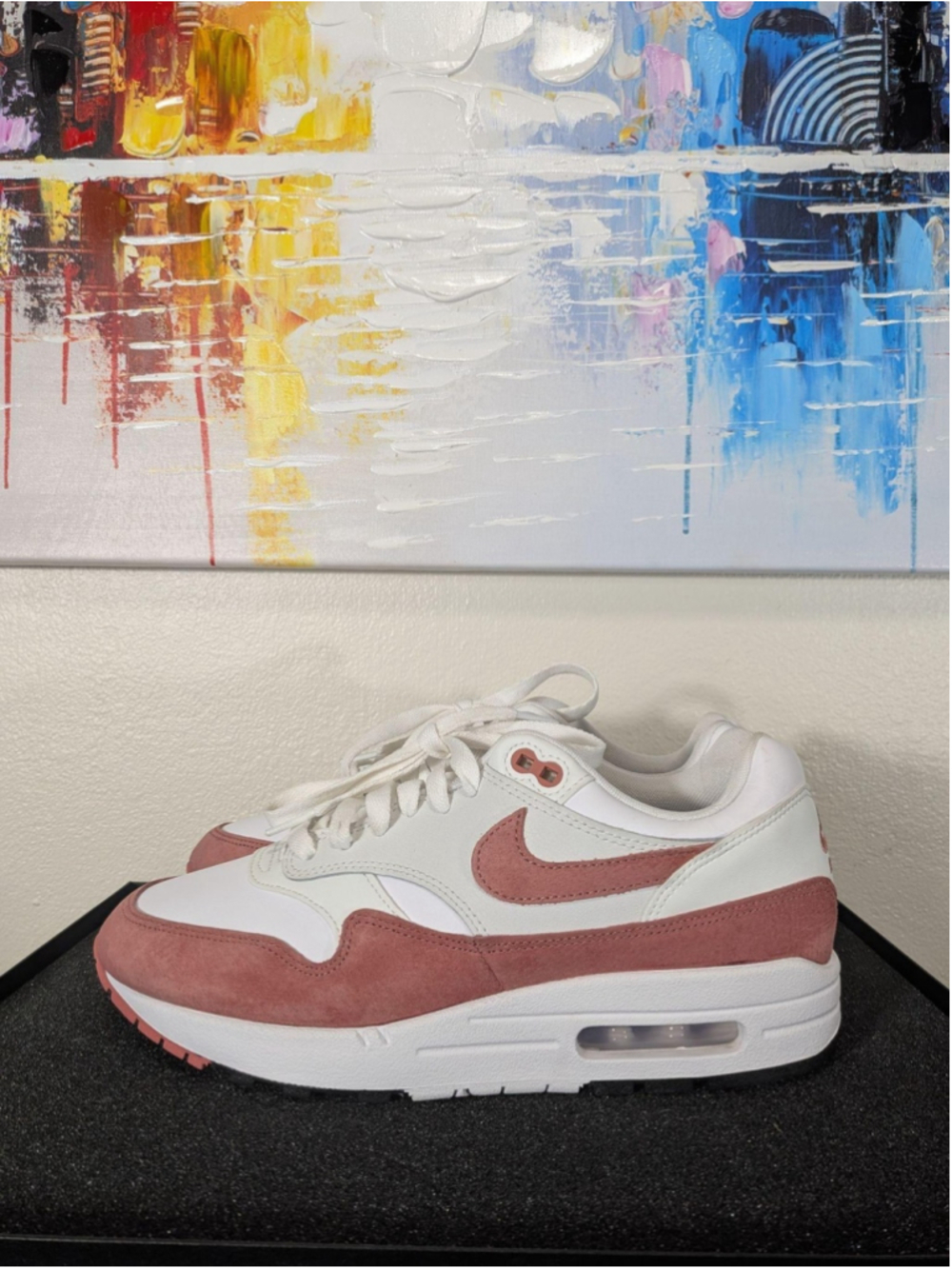 Nike Air Max 1 Shoes Womens Size 9 White Pink Suede Sneakers FZ1468-100